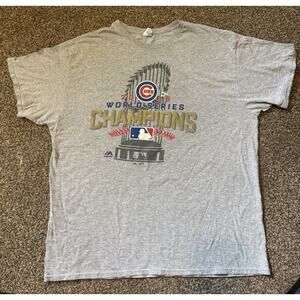 Vintage Chicago Cubs 2016 World Series Champions MLB Baseball Gray T-Shirt XL